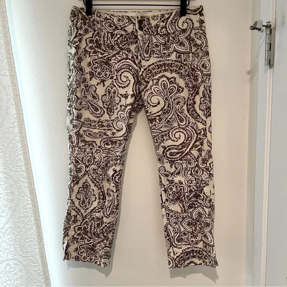 Gap Stretch Brown and Cream Cropped Pants - Picture 1 of 7